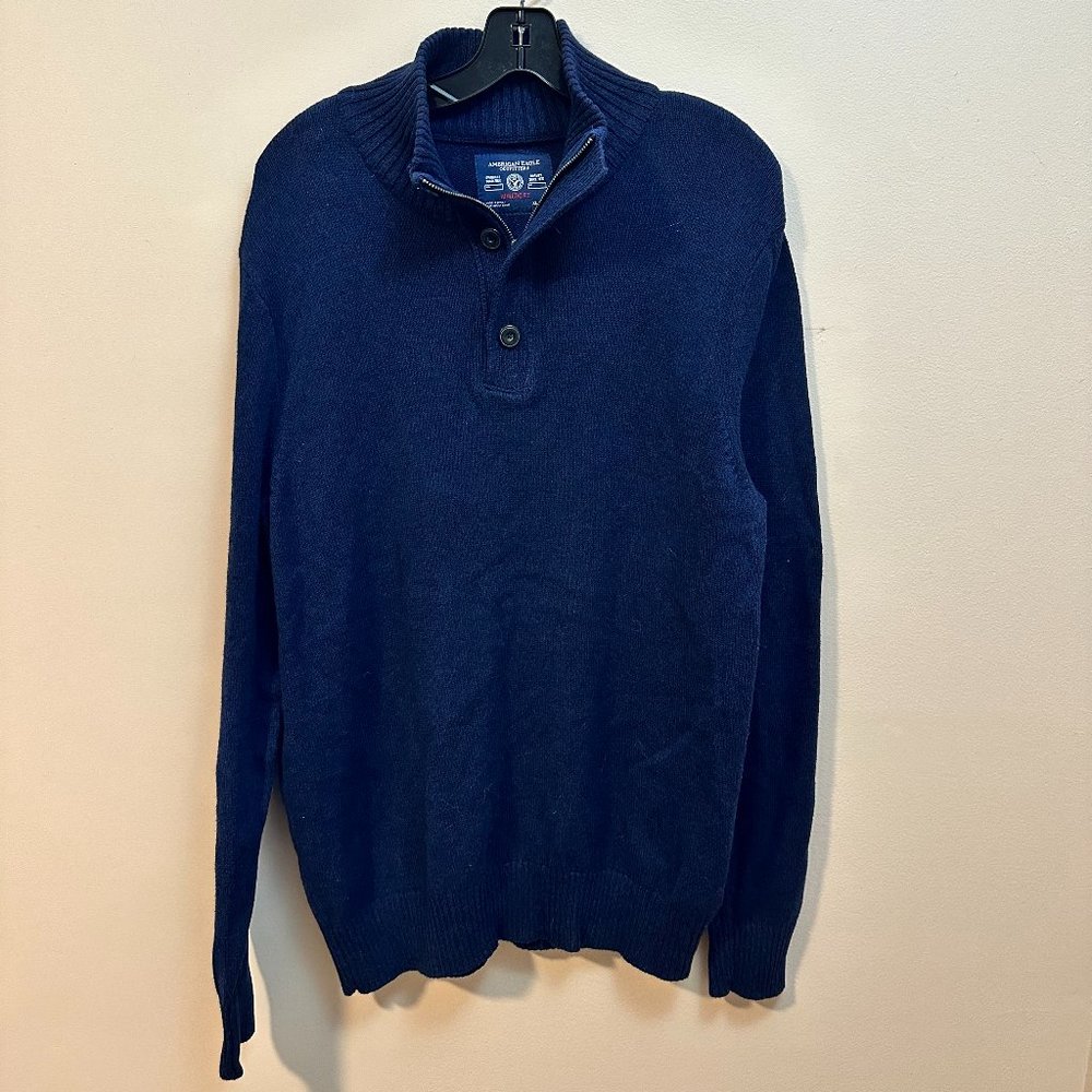 American Eagle Quarter Zip Sweater Navy